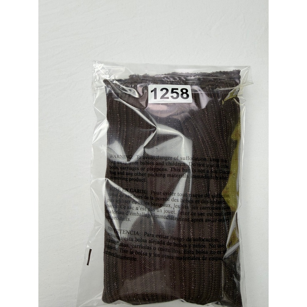 Womens Brown Pleated Cowl Neck Sheer Metallic Shimmer Blouse Top - Picture 8 of 9